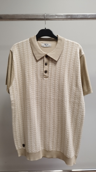 Wholesaler RMS 26 BY FRANCE DENIM - Two-tone jacquard knit polo shirt