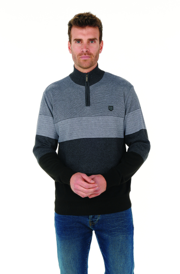Wholesaler FRANCE DENIM - Sweater Collar Zip Stripes