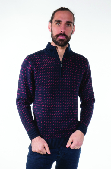 Wholesaler FRANCE DENIM - Mouliné cycling collar sweater - J5