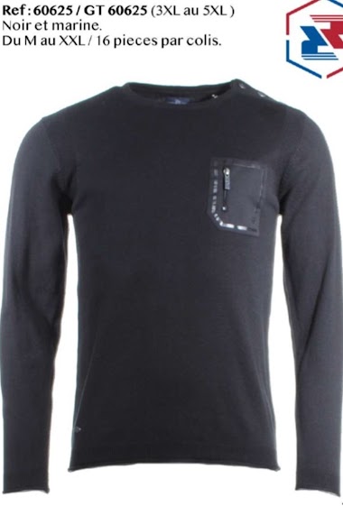 Wholesaler FRANCE DENIM - - LARGE SIZE - Button placket crew neck sweater