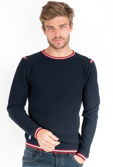 Wholesaler FRANCE DENIM - Fancy tricolor round-neck sweater