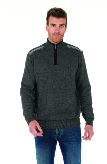 Wholesaler FRANCE DENIM - Jacquard Zip Neck Sweater
