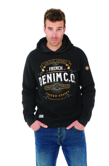 Wholesaler FRANCE DENIM - Denim sweatshirt, black and khaki color. Pack of 16 pieces.
