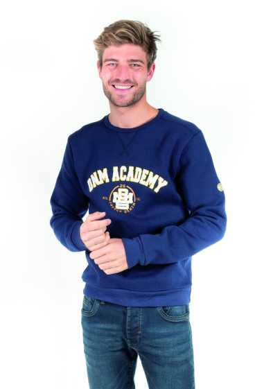 Großhändler FRANCE DENIM - Sweatshirt mit Rundhalsausschnitt im amerikanischen College-Look