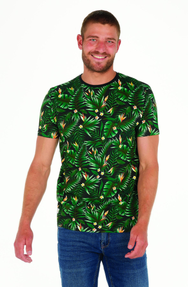 Wholesaler FRANCE DENIM - Aop Black Tropic Tee Shirt