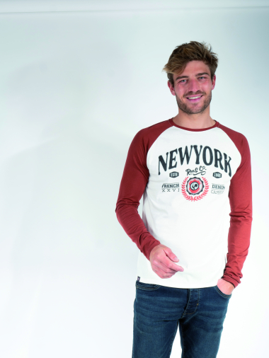 Großhändler FRANCE DENIM - Zweifarbiges Uni-T-Shirt