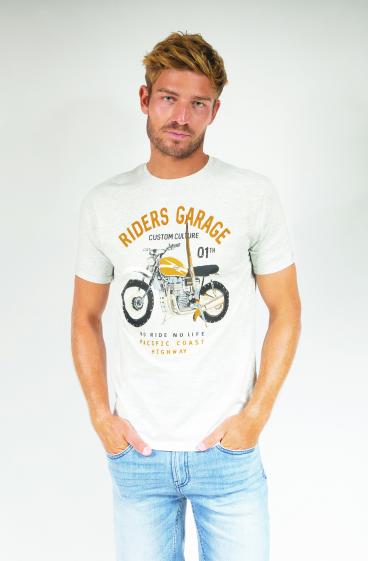 Großhändler FRANCE DENIM - Meliertes T-Shirt „Riders“.