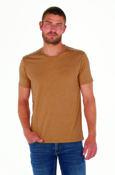 Wholesaler FRANCE DENIM - Heathered Ground Collar T-Shirt