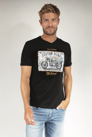 Wholesalers FRANCE DENIM - Motor Custom V-Neck Tee Shirt