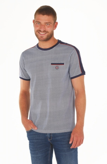 Großhändler FRANCE DENIM - Zweifarbiges Jacquard-T-Shirt