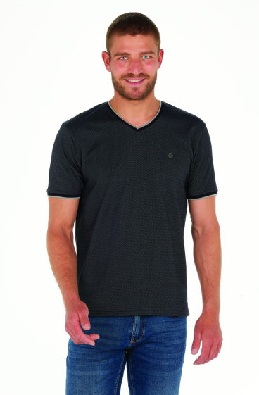 Wholesaler FRANCE DENIM - Jacquard V-Neck T-Shirt