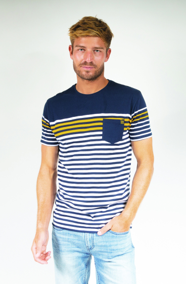 Wholesaler RMS 26 BY FRANCE DENIM - Striped Jersey T-Shirt