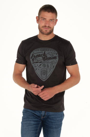Großhändler RMS 26 BY FRANCE DENIM - Rockiges T-Shirt mit V-Ausschnitt