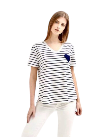 Grossiste Frankel H - T-shirt marinière cœur