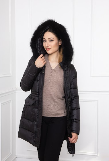 Wholesaler Freda - Long down jacket with hood and fur