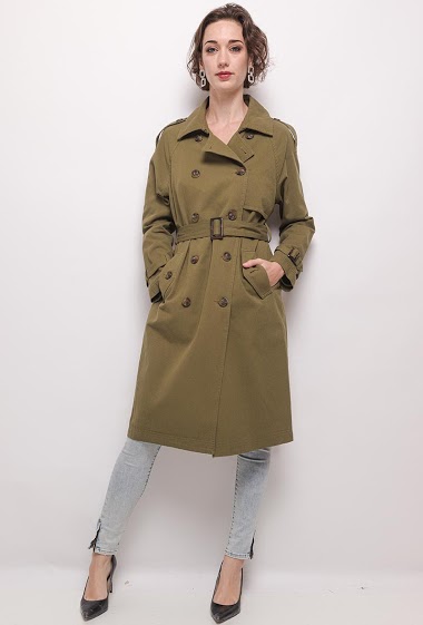 Großhändler Freda - Long cotton Women Trench-coat