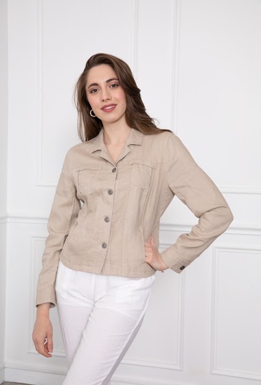 Großhändler Freda - Long-Sleeved short linen jacket