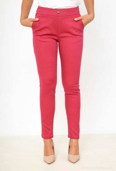 Wholesaler Freesia - Elegant elastic waist pants with 1 heart-shaped accessories