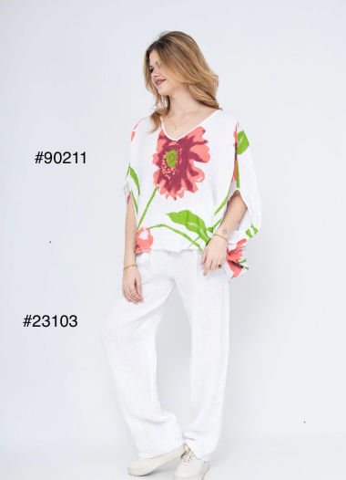 Wholesaler French Baiser - Floral linen blouse 90211