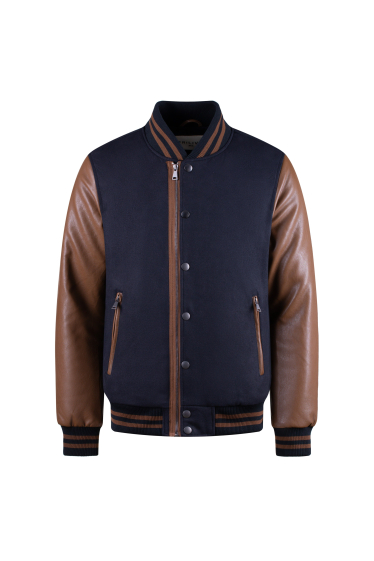 Wholesaler Frilivin - Blue buttoned bomber jacket with zipper