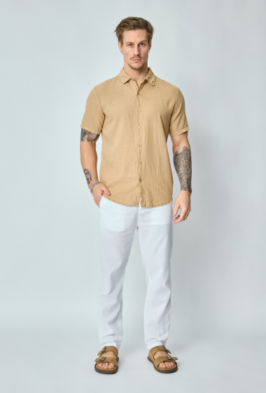 Wholesaler Frilivin - Short-sleeved plain linen shirt