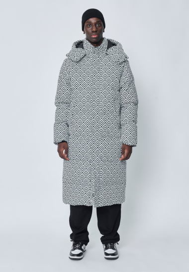 Wholesaler Frilivin - Long bi-color down jacket with square pattern