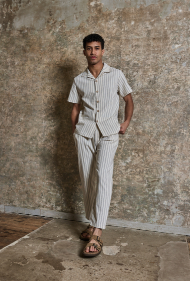 Wholesaler Frilivin - Striped short sleeve shirt pants set