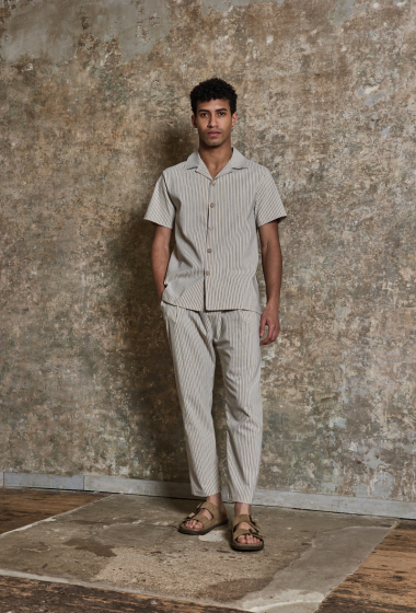 Wholesaler Frilivin - Striped short sleeve shirt pants set