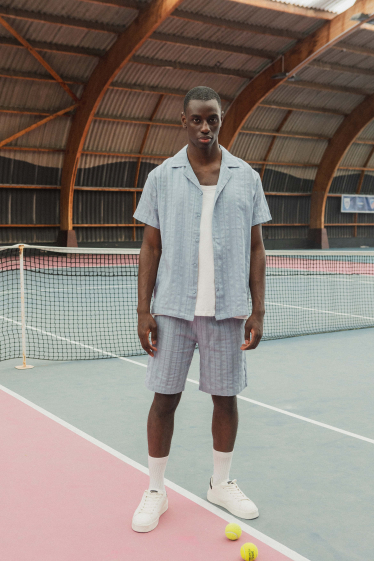 Wholesaler Frilivin - Striped short sleeve shirt shorts set