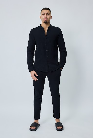 Wholesaler Frilivin - Ensemble chemise et pantalon casual en gaze de coton