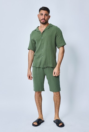 Wholesaler Frilivin - Ensemble chemise et short casual en gaze de coton