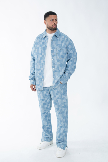 Wholesaler Frilivin - Matching shirt pants set with a square pattern