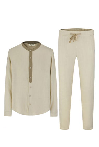Wholesaler Frilivin - Casual two-tone shirt pants set