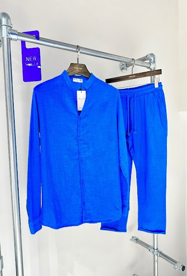Wholesaler Frilivin - Ensemble chemise pantalon décontractée effet lin