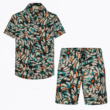 Wholesaler Frilivin - Patterned shirt shorts set