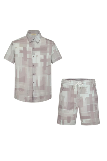 Wholesaler Frilivin - Abstract Patterned Shirt Shorts Set