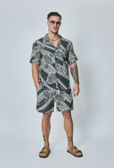 Wholesaler Frilivin - Linen striped shirt shorts set