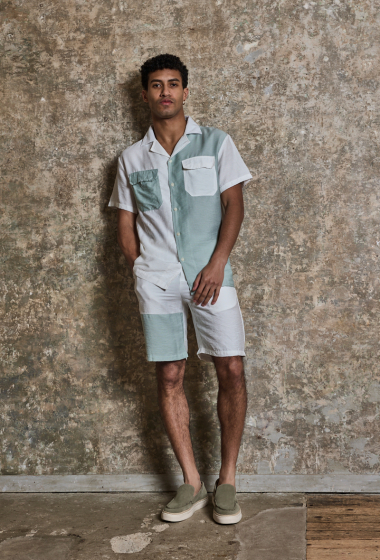 Wholesaler Frilivin - Two-tone shirt shorts set