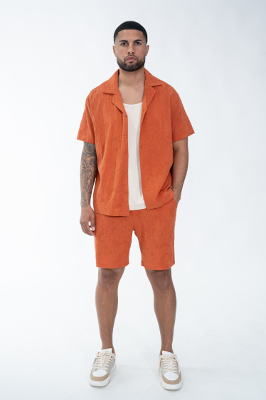 Wholesaler Frilivin - Casual plain shirt shorts set