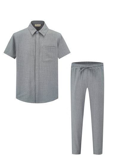 Großhändler Frilivin - Kurzarm-Set aus Hemd und Hose mit Kordelzug in der Taille