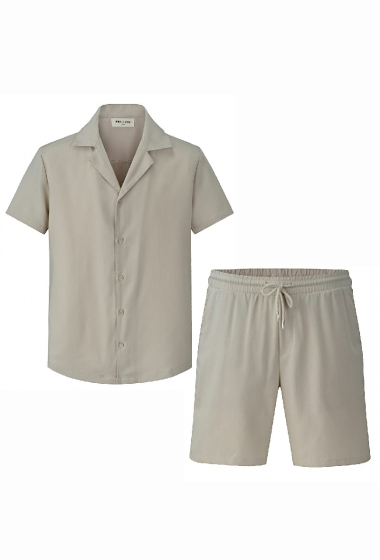 Wholesaler Frilivin - Casual Solid Shirt Shorts Set
