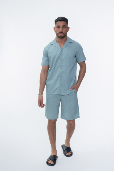 Wholesaler Frilivin - Casual Solid Shirt Shorts Set