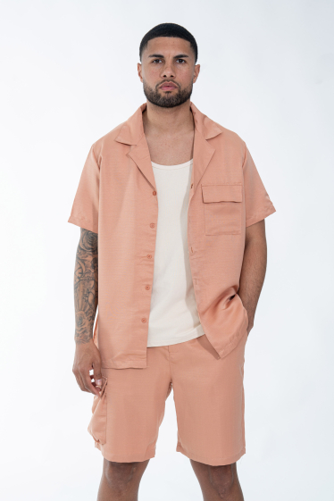 Wholesaler Frilivin - Plain shirt shorts lounge set