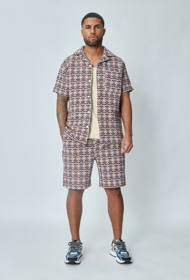 Wholesaler Frilivin - Geometric patterned shorts and shirt set