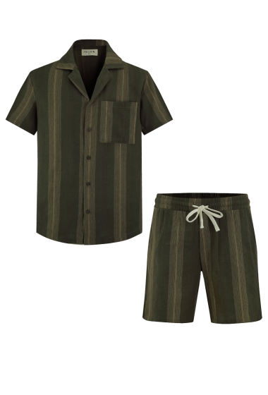 Mayorista Frilivin - Conjunto de pantalón corto y camisa de rayas