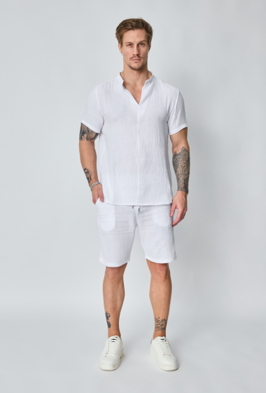 Wholesaler Frilivin - Plain cotton gas t-shirt shorts set