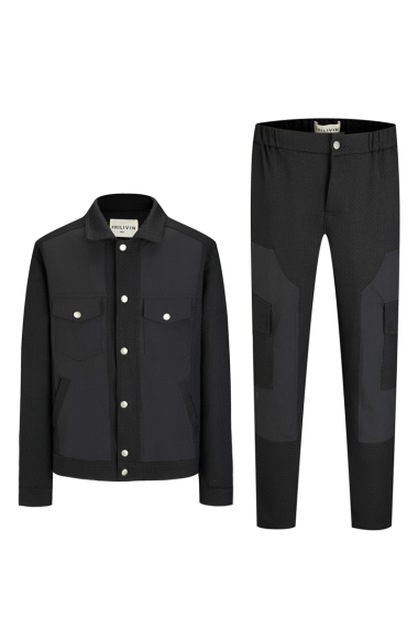 Wholesaler Frilivin - Plain two-material set Straight jacket and pants