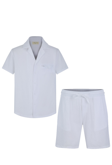 Wholesaler Frilivin - Plain short sleeve shirt shorts set