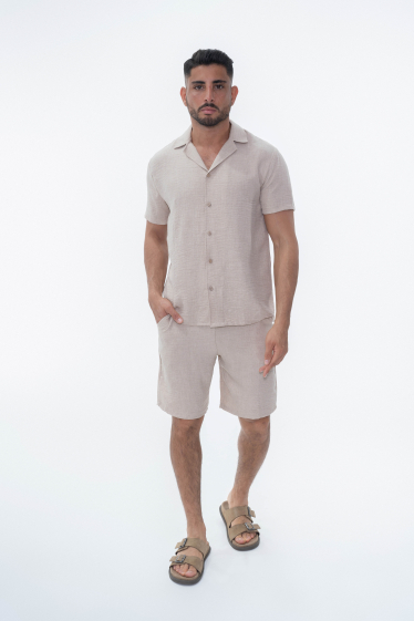 Wholesaler Frilivin - Plain short sleeve shirt shorts set