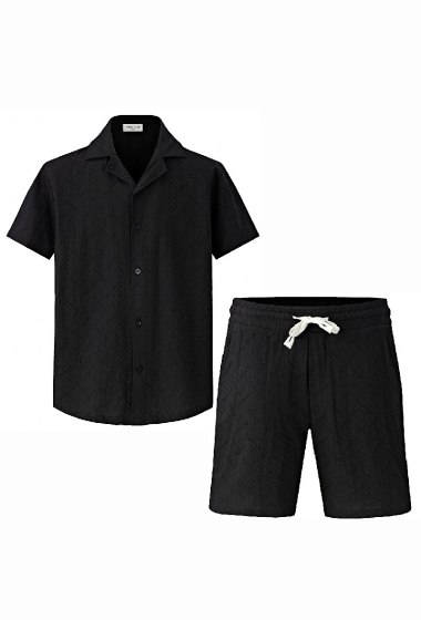 Wholesaler Frilivin - Plain Casual Shirt Shorts Set